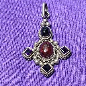 Elegant Silver and Red Pendant